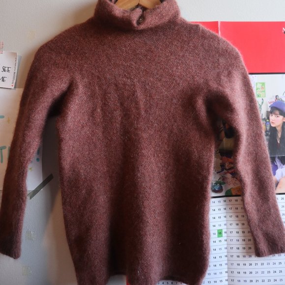 Burgundy Cashmere Turtleneck Sweater - Picture 2 of 4